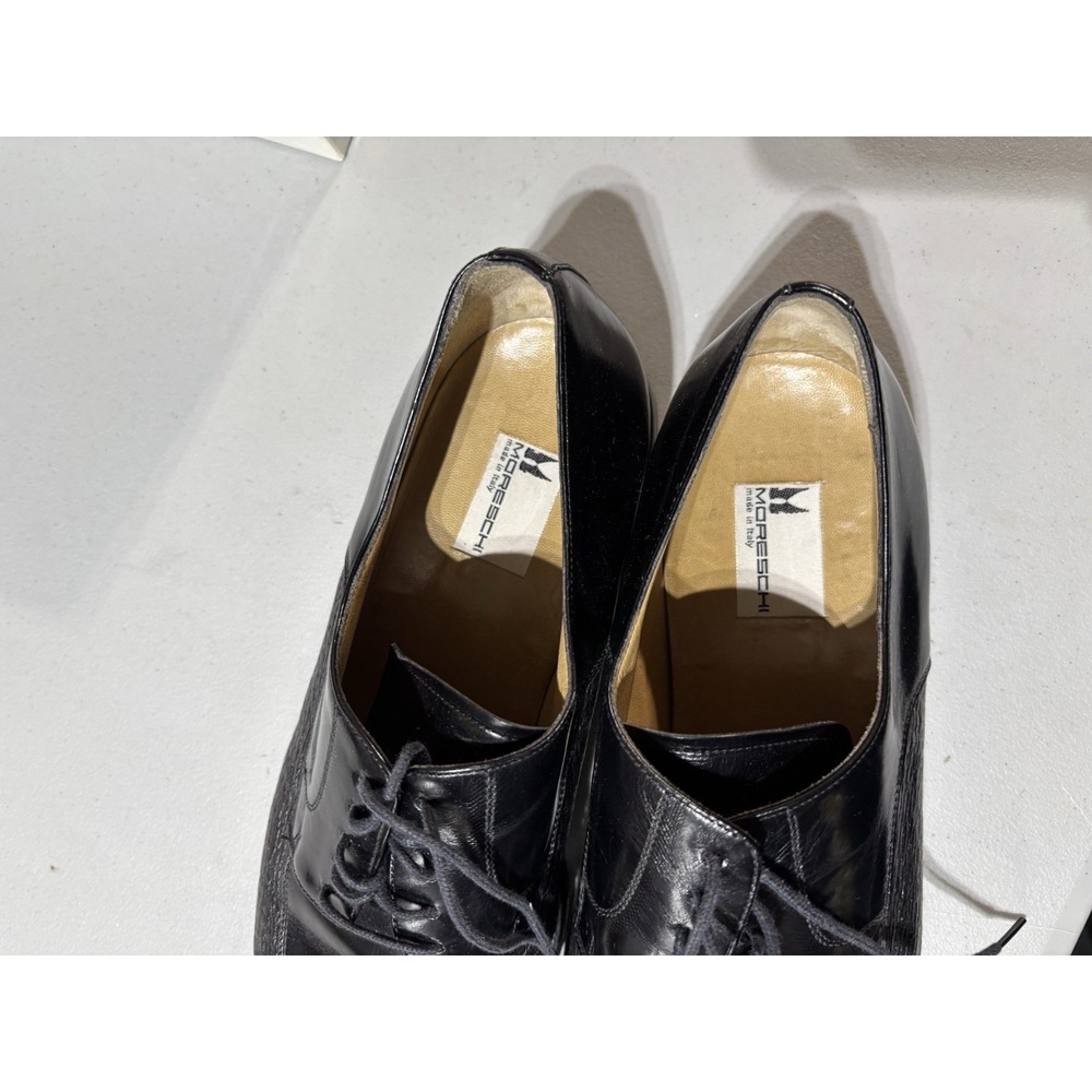 Moreschi mens Black Italian Leather Dress shoes With Laces Size 10.5 Bellagio - Picture 3 of 8